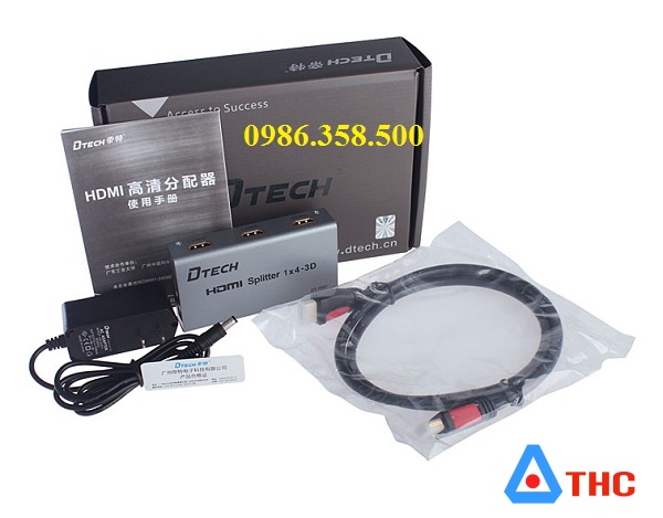 Bộ chia hdmi 1 ra 4 Dtech hỗ trợ 3D